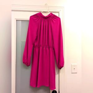 Beautiful hot pink dress with a tie back and balloon sleeves